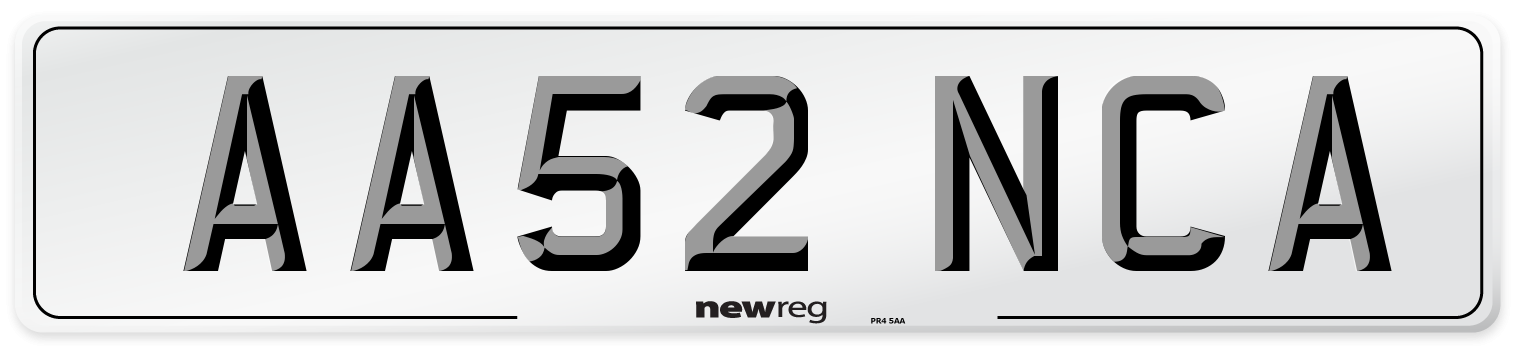 AA52 NCA Number Plate from New Reg